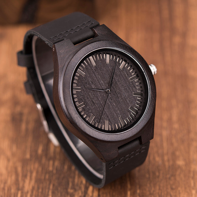 Men's Architectural Natural Wood Quartz Timepiece