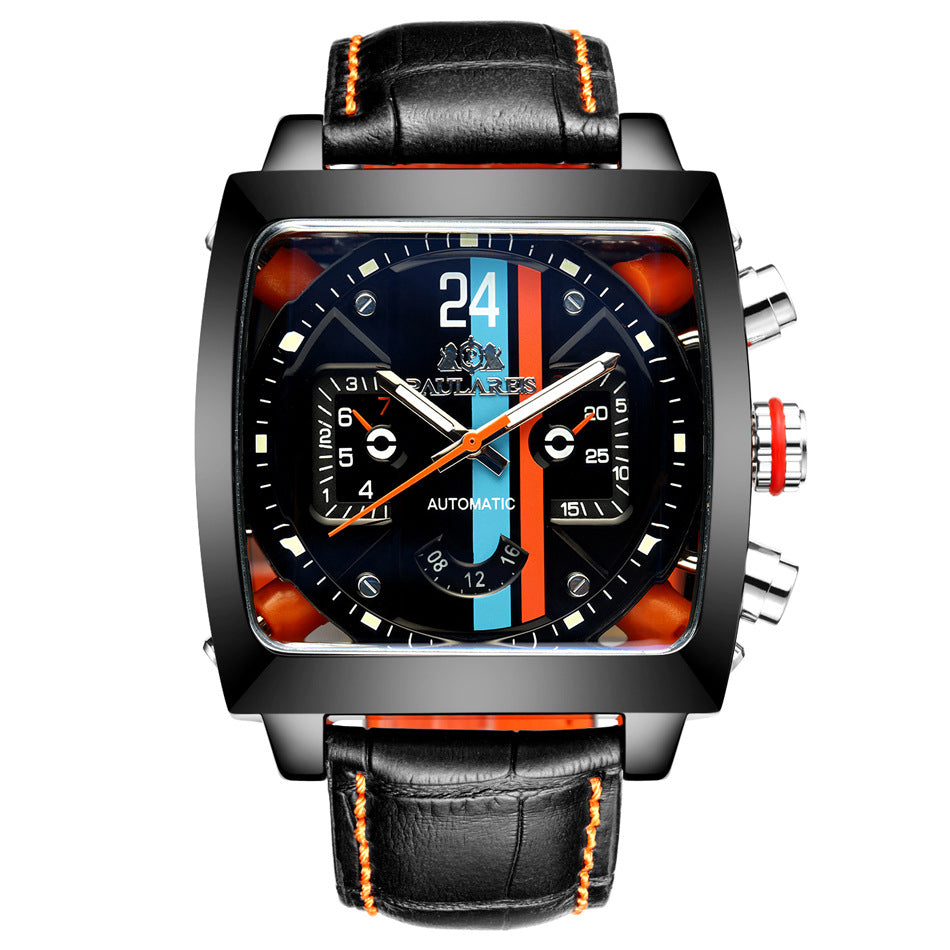 Men's Architectural Rectangular Mechanical Timepiece