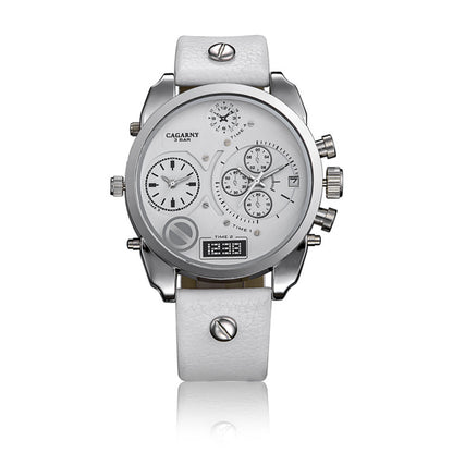 Men's Dual Horizon PU Leather Timepiece
