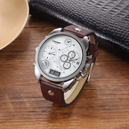 Men's Dual Horizon PU Leather Timepiece