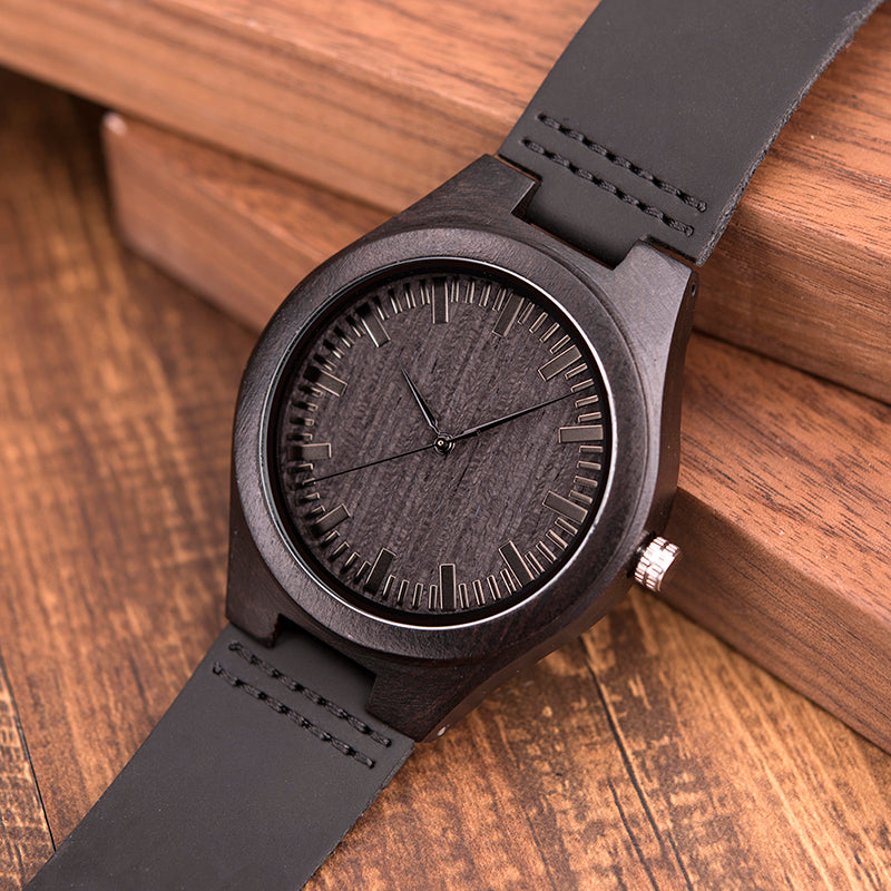 Men's Architectural Natural Wood Quartz Timepiece