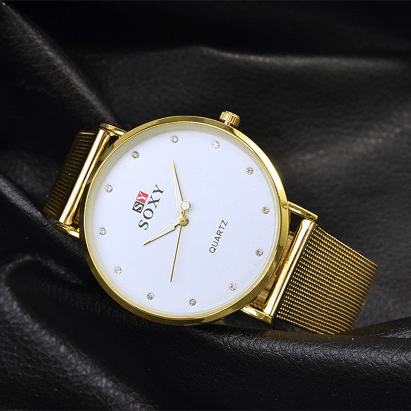 Unisex Golden Circular Fashion Quartz Watch