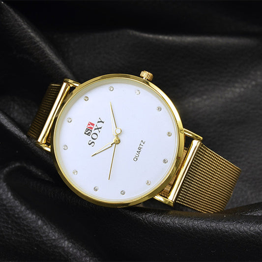 Unisex Golden Circular Fashion Quartz Watch