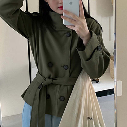Estate Structured Double-Breasted Short Trench