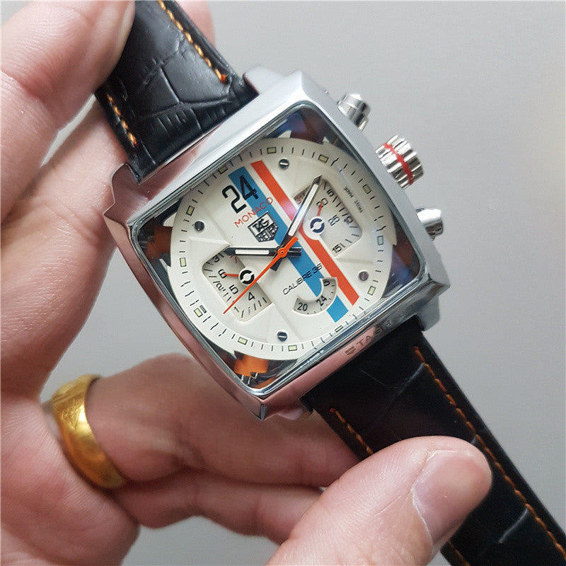 Men's Architectural Rectangular Mechanical Timepiece