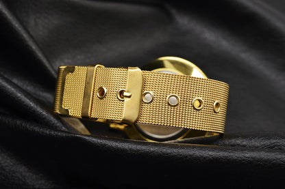 Unisex Golden Circular Fashion Quartz Watch