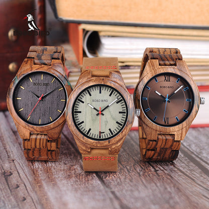 Men's Artisanal Bamboo Wood & Leather Timepiece