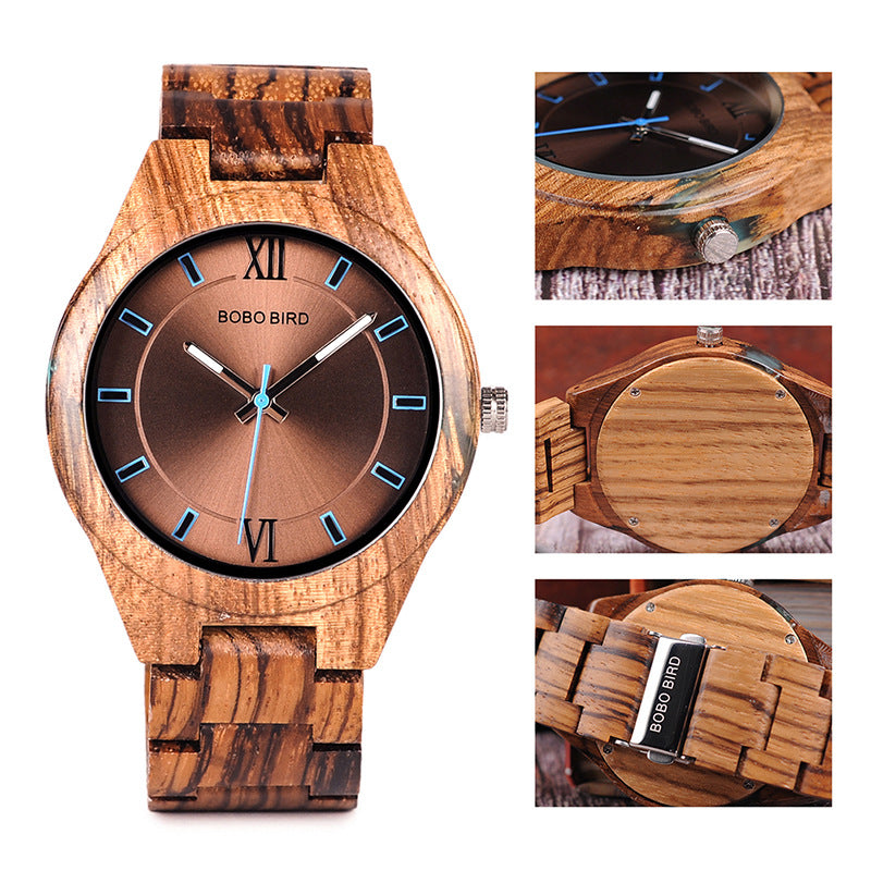 Men's Artisanal Bamboo Wood & Leather Timepiece
