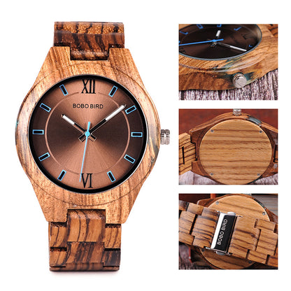 Men's Artisanal Bamboo Wood & Leather Timepiece
