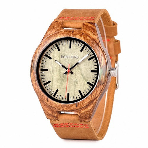 Men's Artisanal Bamboo Wood & Leather Timepiece
