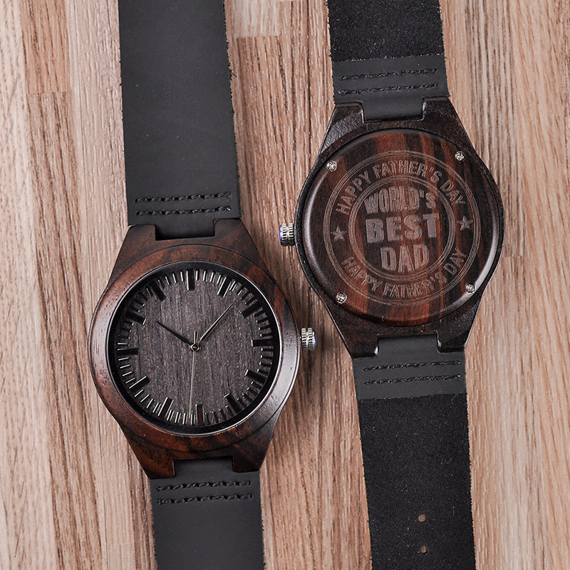 Men's Architectural Natural Wood Quartz Timepiece