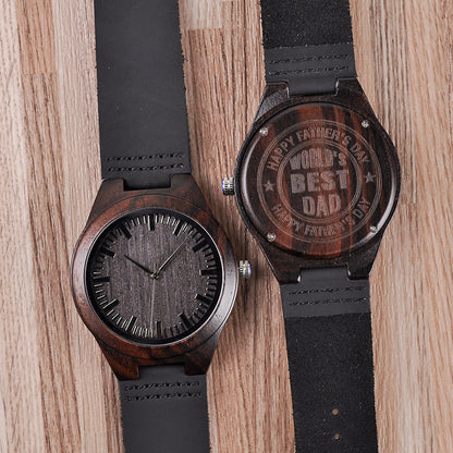Men's Architectural Natural Wood Quartz Timepiece