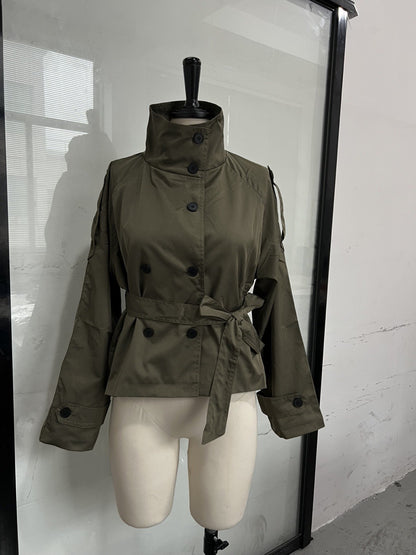 Estate Structured Double-Breasted Short Trench