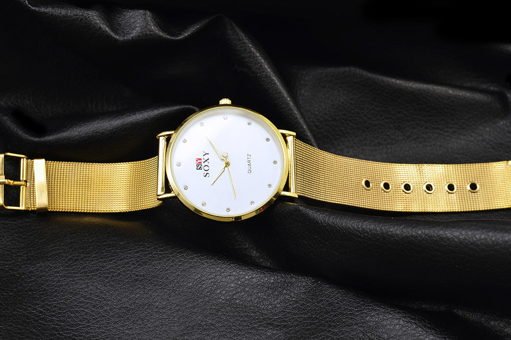Unisex Golden Circular Fashion Quartz Watch