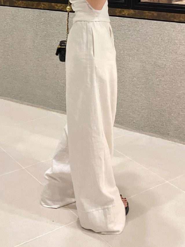 Aegean High-Waist Summer Linen Walking Pants