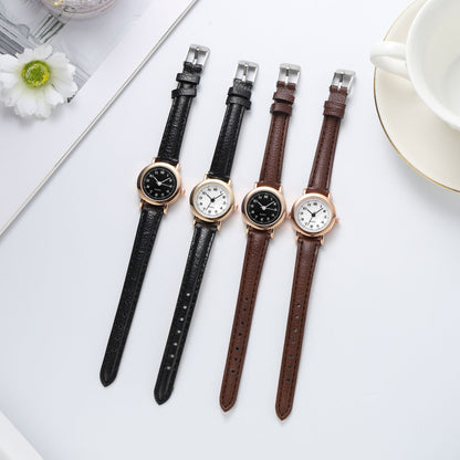 Female Petite Literary Retro Leather Timepiece