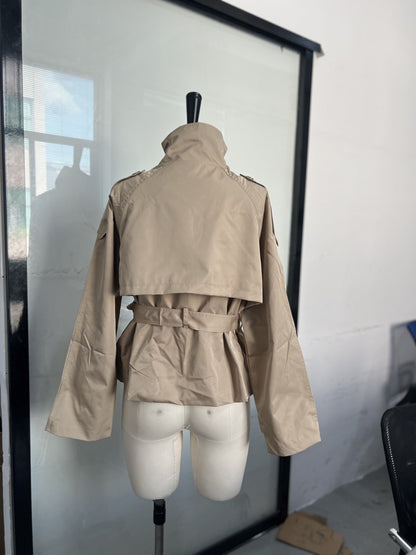 Estate Structured Double-Breasted Short Trench