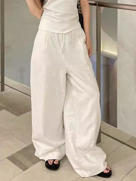 Aegean High-Waist Summer Linen Walking Pants