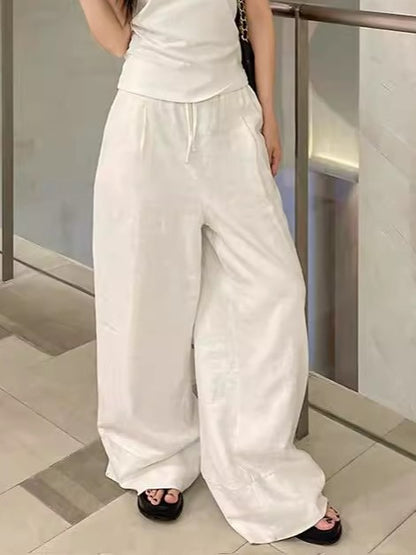 Aegean High-Waist Summer Linen Walking Pants
