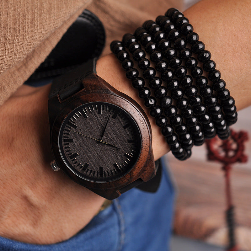 Men's Architectural Natural Wood Quartz Timepiece