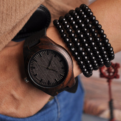 Men's Architectural Natural Wood Quartz Timepiece