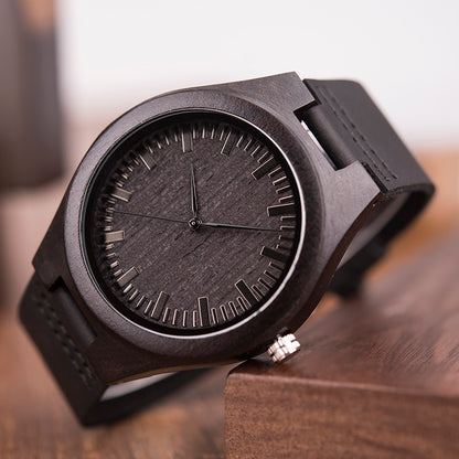 Men's Architectural Natural Wood Quartz Timepiece
