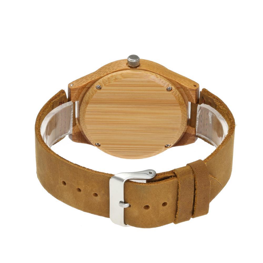 Unisex Natural Wood Celestial Bamboo & Leather Watch