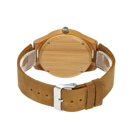 Unisex Natural Wood Celestial Bamboo & Leather Watch