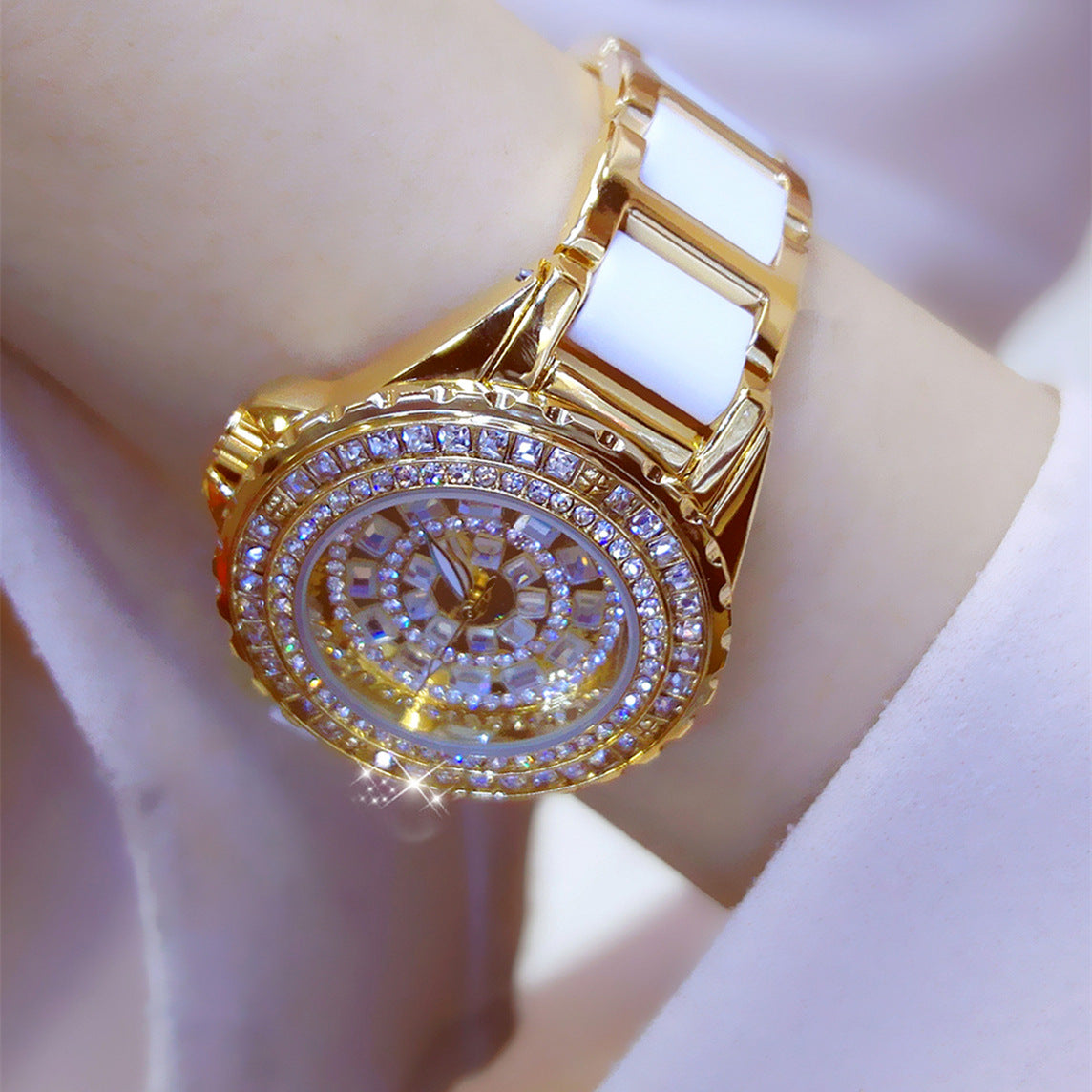 Women's Full Diamond Architectural Quartz Watch