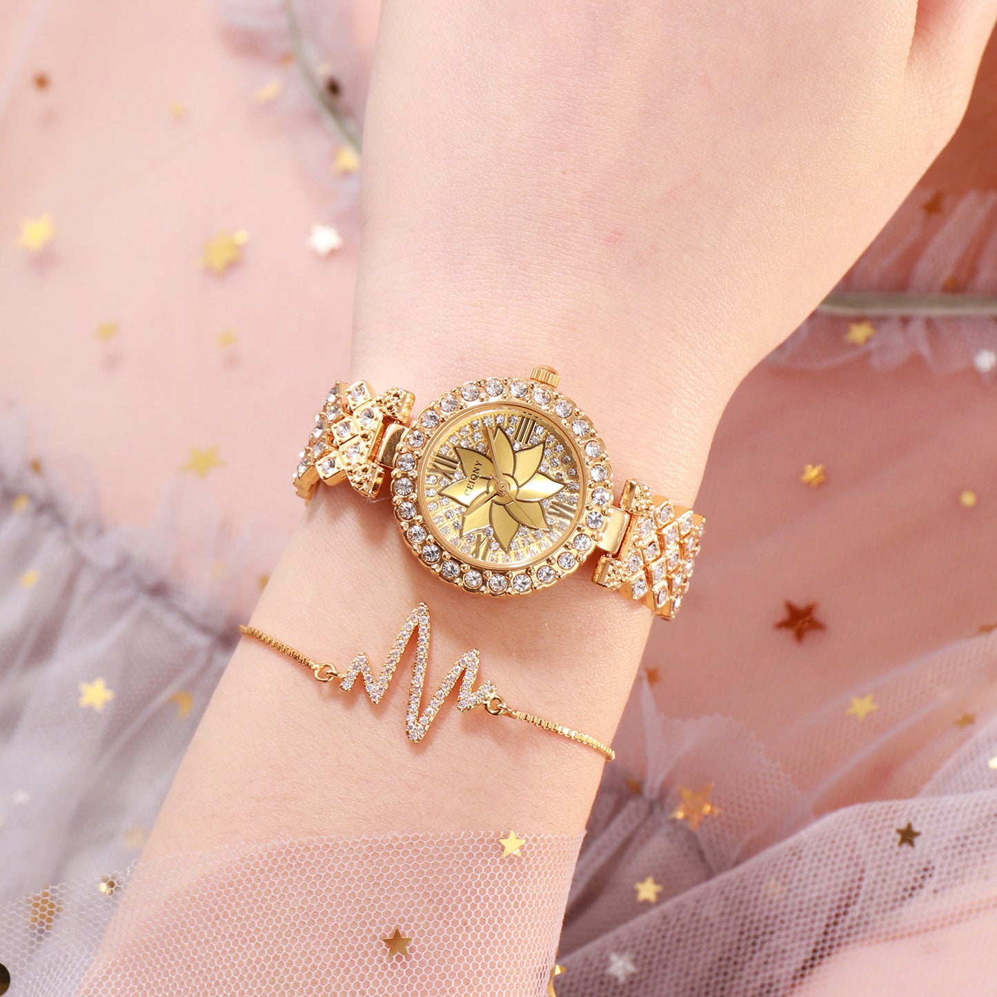 Women's Glistening Pavé Roman Petite Timepiece