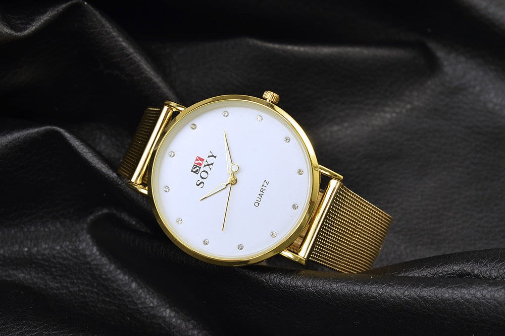 Unisex Golden Circular Fashion Quartz Watch