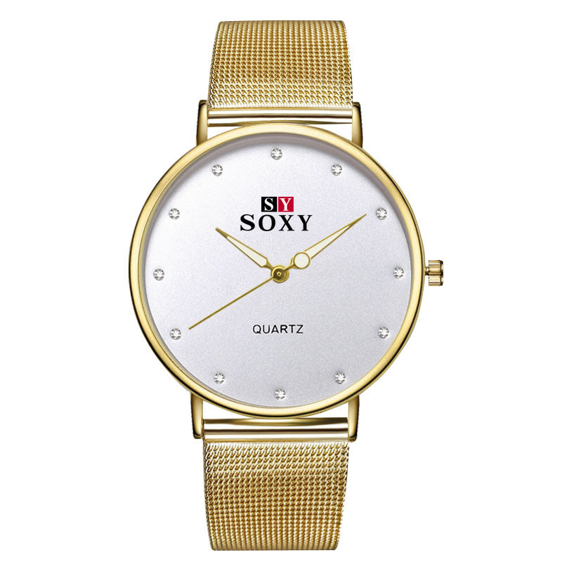 Unisex Golden Circular Fashion Quartz Watch
