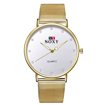Unisex Golden Circular Fashion Quartz Watch