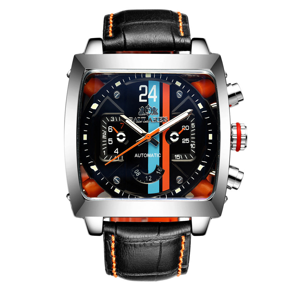 Men's Architectural Rectangular Mechanical Timepiece