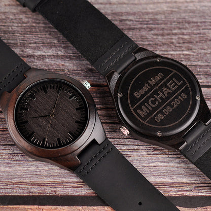 Men's Architectural Natural Wood Quartz Timepiece