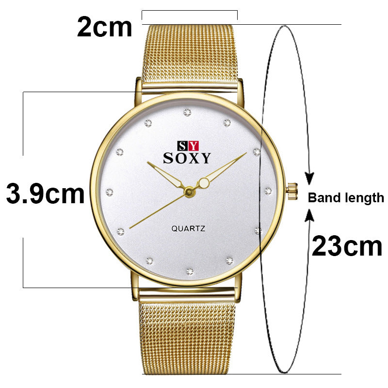 Unisex Golden Circular Fashion Quartz Watch