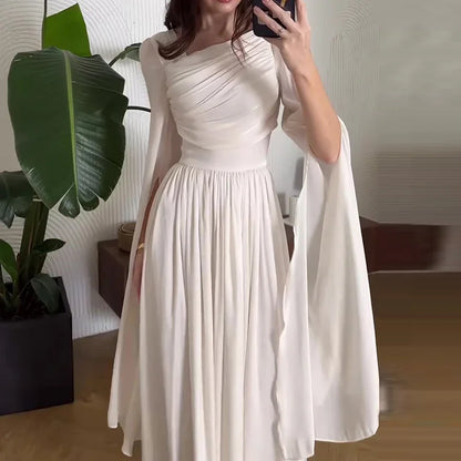 Lipswag Architectural Slant-Shoulder Draped Gown