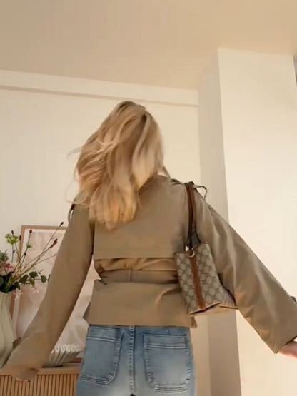 Estate Structured Double-Breasted Short Trench