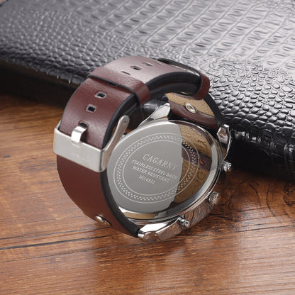 Men's Dual Horizon PU Leather Timepiece