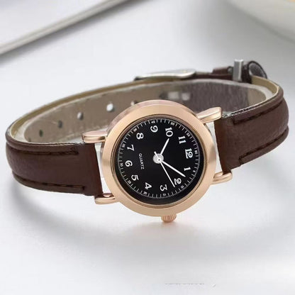 Female Petite Literary Retro Leather Timepiece