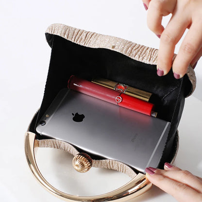 minimal aesthetic clutch bag with chain strap