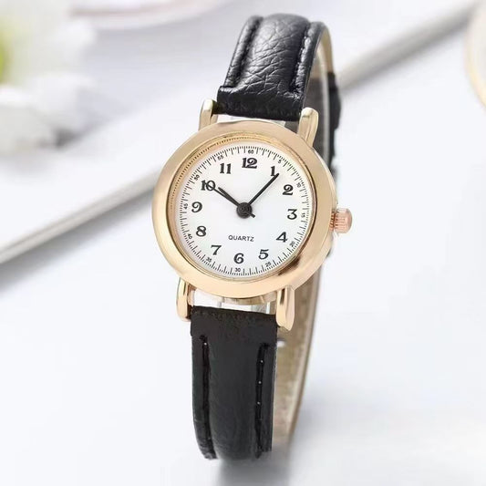 Female Petite Literary Retro Leather Timepiece