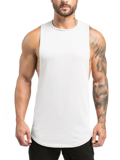 Close-up of fabric texture on cotton blend sleeveless tank top