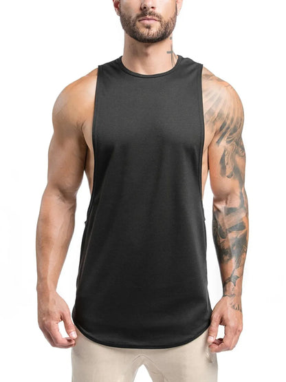 Front view of plus size round neck cotton blend tank top