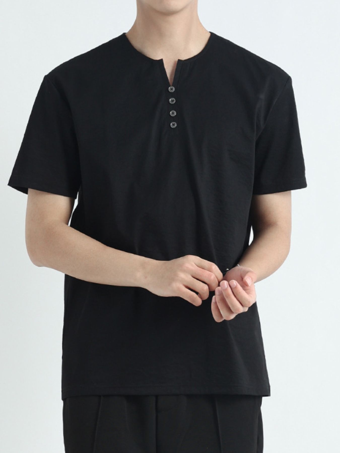 Front view of everyday cotton blend short sleeve T-shirt