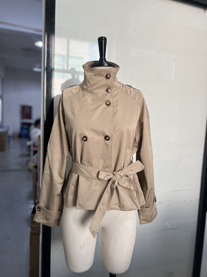 Estate Structured Double-Breasted Short Trench