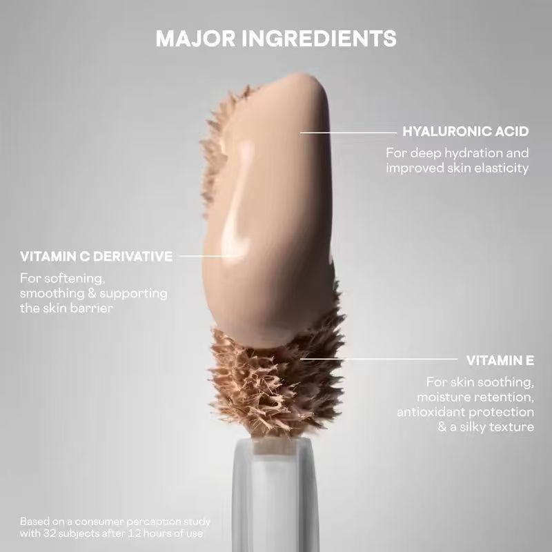 Model applying the concealer for a high-profile, professional-grade executive look