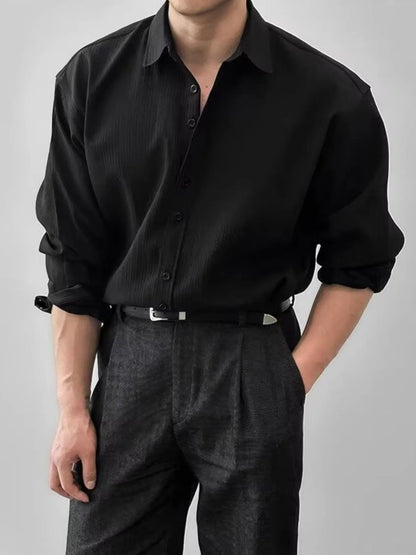 Front view of classic button-up long sleeve shirt