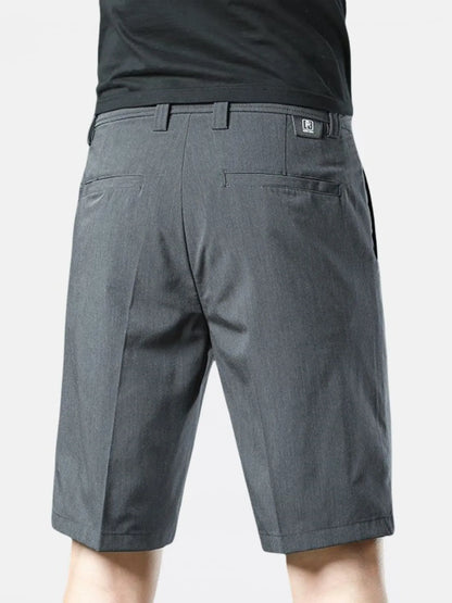 Model wearing loose fit cotton blend shorts styled casually