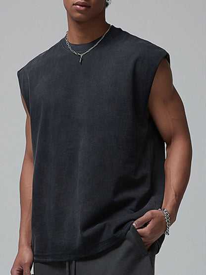 Model wearing classic cotton tank styled casually